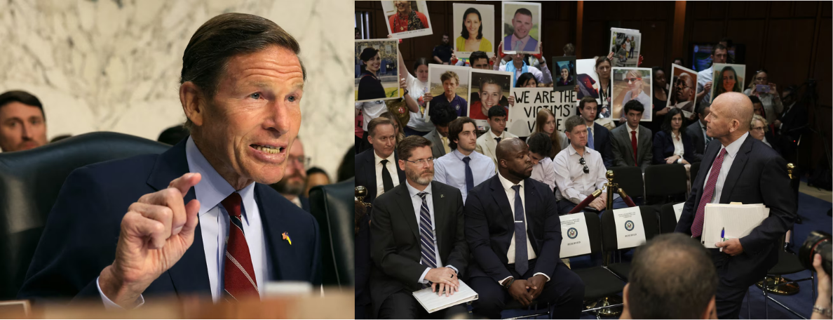 photo:Chairman Richard Blumenthal questions Boeing President and CEO Dave Calhoun during a Senate Homeland Security and Governmental Affairs Committee Investigations Subcommittee hearing in Washington, June 18, 2024.
